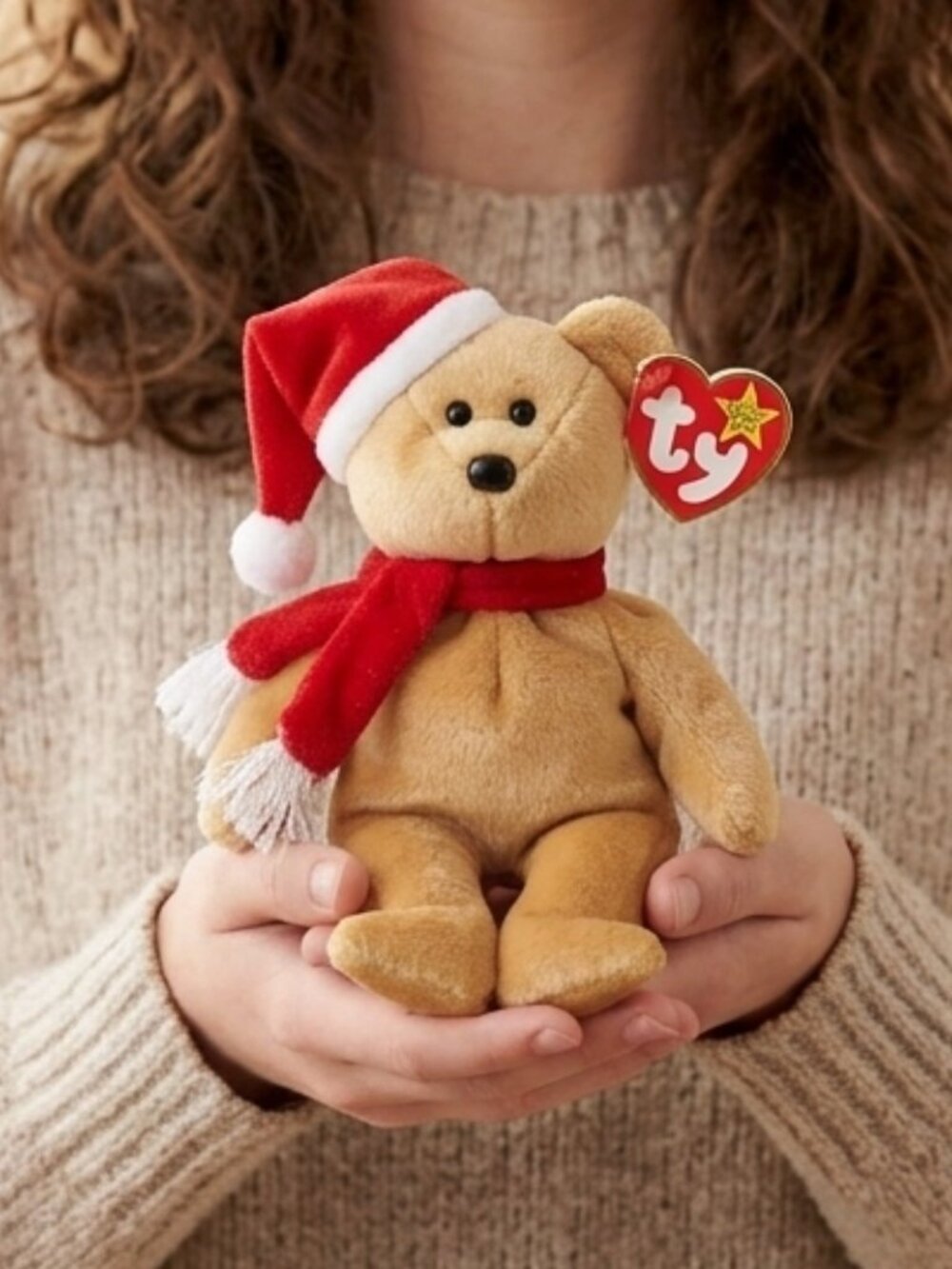 Teddy Bear The jingle Beanies Collection 1997 Holiday O/S Brown Red 2001 Vintage
